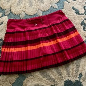 Lululemon Pink Striped Pleated Tennis Skirt